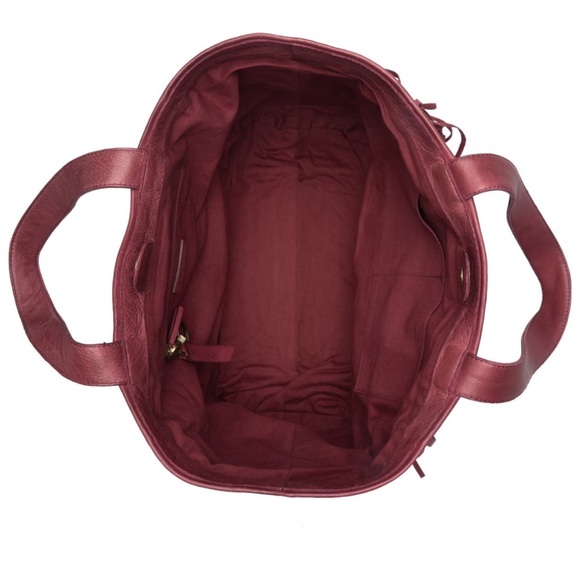 Frye Vivian Leather Fringe Tote Bag in Brick Red - Picture 4 of 7